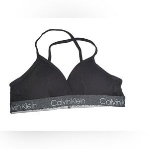Calvin Klein Grey Padded And Lined Logo Sports Bra‎ XS